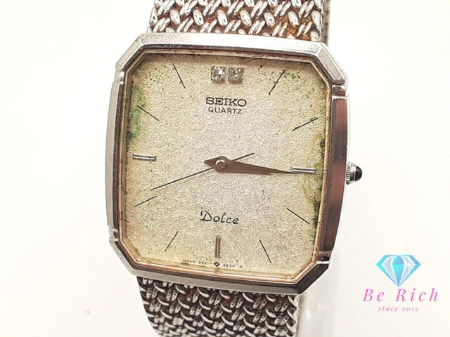 セイコー SEIKO ドルチェ 2P ダイヤモンド メンズ 腕時計 9521-5210 白 ホワイト シルバー SS ブレス アナログ クオーツ QZ ウォッチ DOLCE  【中古】【送料無料】ht6158