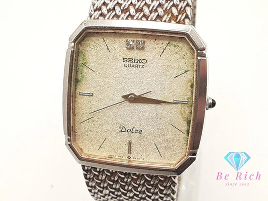 セイコー SEIKO ドルチェ 2P ダイヤモンド メンズ 腕時計 9521-5210 白 ホワイト シルバー SS ブレス アナログ クオーツ QZ ウォッチ DOLCE  【中古】【送料無料】ht6158