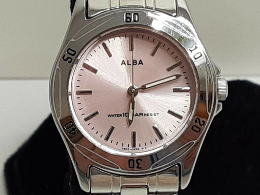 セイコー SEIKO アルバ ALBA レディース 腕時計 V501-0BJ0 ラウンド ピンク シルバー SS ブレス アナログ クオーツ QZ ウォッチ レディース 【中古】【送料無料】 ht6169