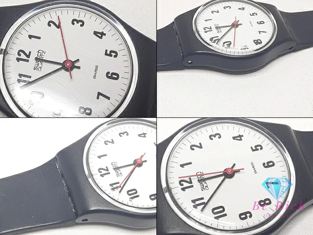 スウォッチ Swatch レディース 腕時計 白 ホワイト 黒 ブラック プラスチック SS 樹脂 ブレス アナログ クォーツ QZ ウォッチ 【中古】【送料無料】 ht6174