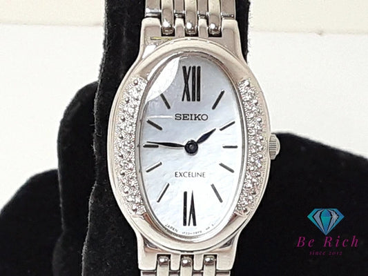セイコー SEIKO レディース 腕時計 1F20-0BG0 ダイヤ ベゼル 白 ホワイト シェル シルバー SS ブレス アナログ クォーツ QZ ウォッチ 【中古】【送料無料】ht6196