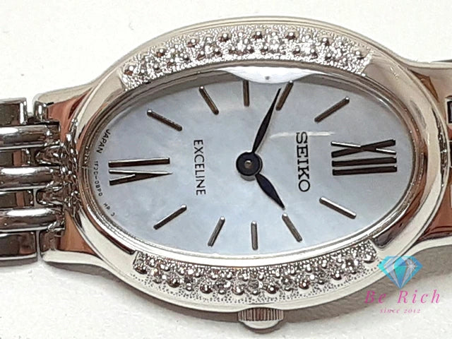 セイコー SEIKO レディース 腕時計 1F20-0BG0 ダイヤ ベゼル 白 ホワイト シェル シルバー SS ブレス アナログ クォーツ QZ ウォッチ 【中古】【送料無料】ht6196