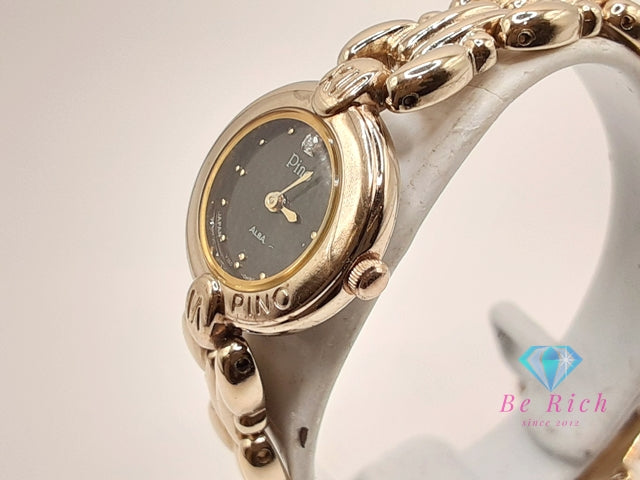 セイコー SEIKO アルバ 1P ダイヤ レディース 腕時計 Y150-0C80 黒 ブラック ゴールド SS  GP ブレス アナログ QZ ウォッチ ALBA 【中古】【送料無料】 ht6224