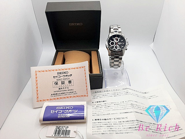 セイコー SEIKO クロノグラフ デイト SND371P 7T92-0DW0 メンズ 腕時計 黒 ブラック SS ブレス アナログ クォーツ QZ ウォッチ  【中古】【送料無料】 ht6233