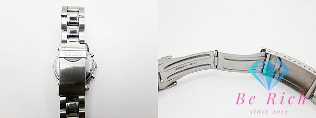 セイコー SEIKO クロノグラフ デイト SND371P 7T92-0DW0 メンズ 腕時計 黒 ブラック SS ブレス アナログ クォーツ QZ ウォッチ  【中古】【送料無料】 ht6233
