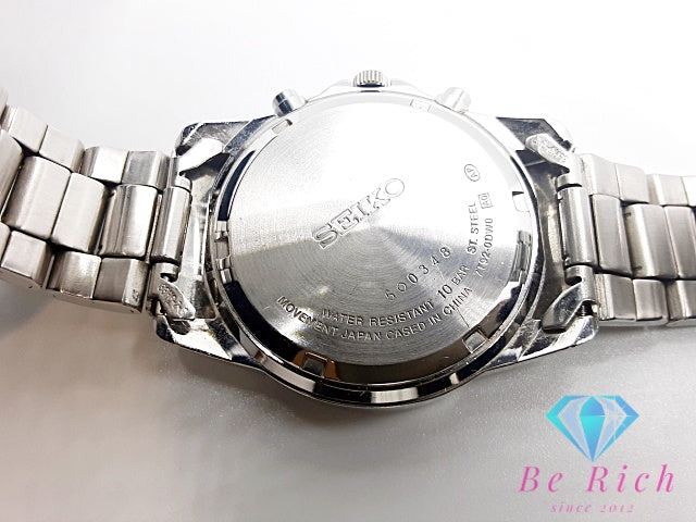 セイコー SEIKO クロノグラフ デイト SND371P 7T92-0DW0 メンズ 腕時計 黒 ブラック SS ブレス アナログ クォーツ QZ ウォッチ  【中古】【送料無料】 ht6233