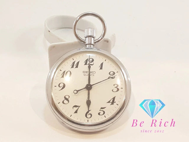 セイコー SEIKO 懐中時計 ポケット ウォッチ 7550-0010 白 ホワイト シルバー SS メッキ アナログ クォーツ QZ 時計 鉄道時計   【中古】【送料無料】 ht6234