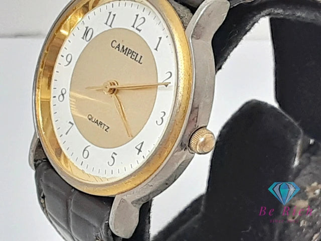 カンペール CAMPELL メンズ 腕時計 白 ホワイト ブラウン 茶 SS レザー ブレス アナログ クォーツ QZ ウォッチ    【中古】【送料無料】 ht6247