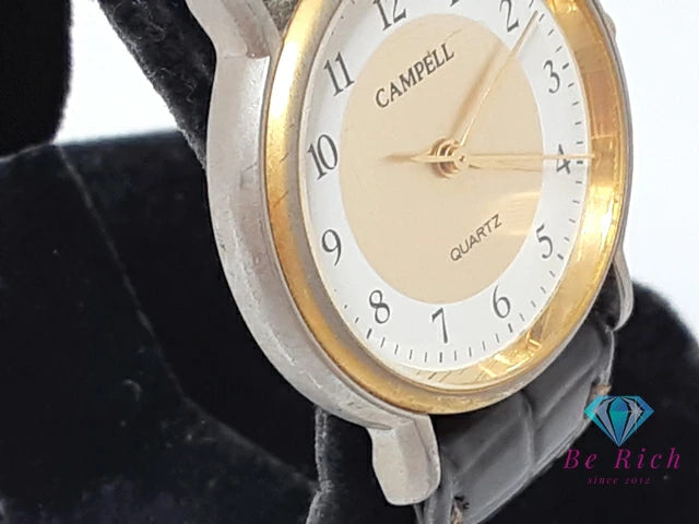 カンペール CAMPELL メンズ 腕時計 白 ホワイト ブラウン 茶 SS レザー ブレス アナログ クォーツ QZ ウォッチ    【中古】【送料無料】 ht6247