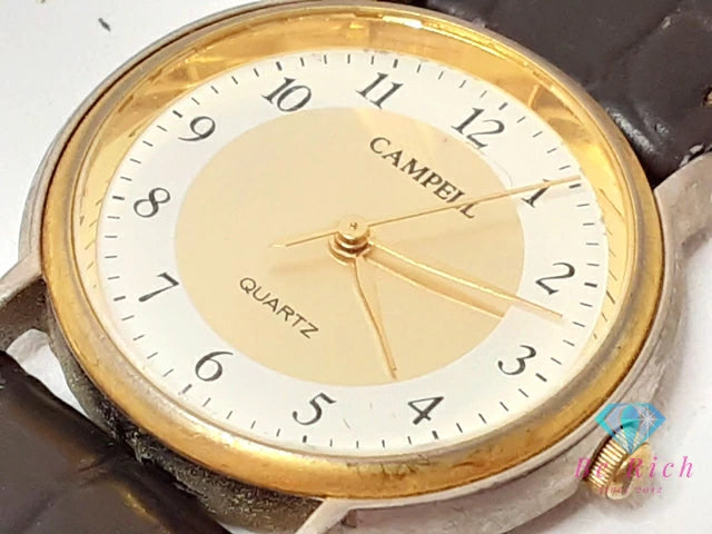 カンペール CAMPELL メンズ 腕時計 白 ホワイト ブラウン 茶 SS レザー ブレス アナログ クォーツ QZ ウォッチ    【中古】【送料無料】 ht6247