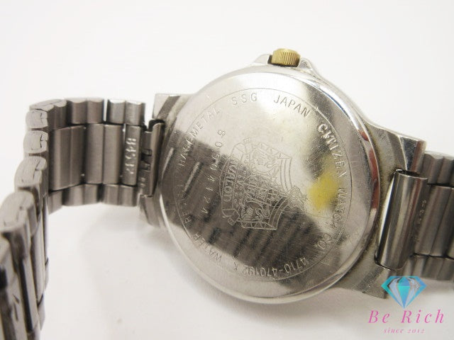 シチズン CITIZEN AVALON アバロン デイト メンズ 腕時計 4710-470192 アイボリー SS GP ブレス アナログ クォーツ QZ ウォッチ 【中古】【送料無料】 ht6281