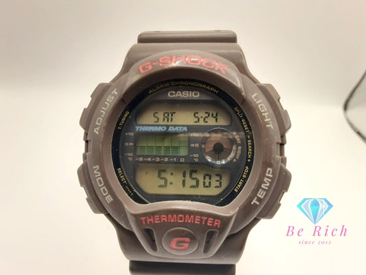 カシオ CASIO G-SHOCK メンズ 腕時計 DW6100 温度 サーモ センサー 搭載 黒 ブラック ダーク ブラウン 茶 SS 樹脂 ブレス デジタル クォーツ QZ ウォッチ 【中古】【送料無料】ht6296