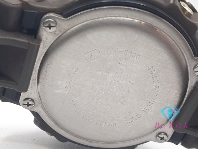 カシオ CASIO G-SHOCK メンズ 腕時計 DW6100 温度 サーモ センサー 搭載 黒 ブラック ダーク ブラウン 茶 SS 樹脂 ブレス デジタル クォーツ QZ ウォッチ 【中古】【送料無料】ht6296