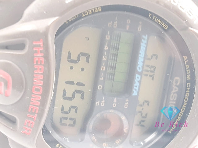 カシオ CASIO G-SHOCK メンズ 腕時計 DW6100 温度 サーモ センサー 搭載 黒 ブラック ダーク ブラウン 茶 SS 樹脂 ブレス デジタル クォーツ QZ ウォッチ 【中古】【送料無料】ht6296