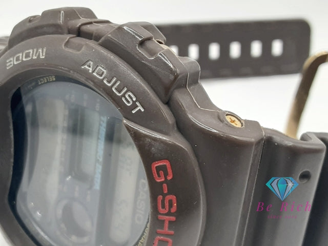 カシオ CASIO G-SHOCK メンズ 腕時計 DW6100 温度 サーモ センサー 搭載 黒 ブラック ダーク ブラウン 茶 SS 樹脂 ブレス デジタル クォーツ QZ ウォッチ 【中古】【送料無料】ht6296