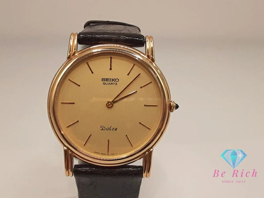 セイコー SEIKO ドルチェ メンズ 腕時計 5930-7020 ゴールド ブラック 黒 SS GP レザー ブレス アナログ クォーツ QZ ウォッチ Dolce 【中古】【送料無料】 ht6323