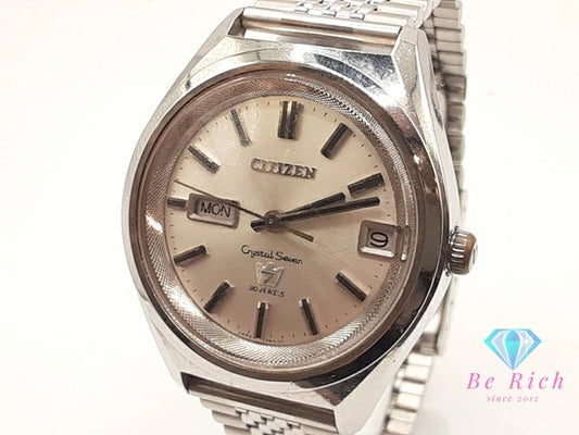シチズン CITIZEN クリスタル セブン 自動巻き メンズ 腕時計 デイデイト 2942-T シルバー SS ブレス アナログ オートマ AT アンティーク ヴィンテージ ウォッチ Crystal Seven 【中古】【送料無料】 ht6329