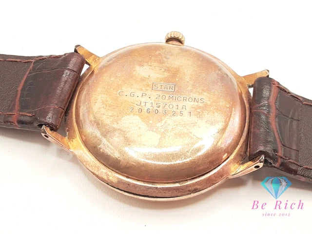 シチズン CITIZEN ジェット メンズ 腕時計 JT15701A 21石 自動巻き シャンパン ゴールド ブラウン 茶 GP 金張り  レザー ブレス アナログ アンティーク ヴィンテージ ウォッチ Jet 【中古】【送料無料】 ht6334