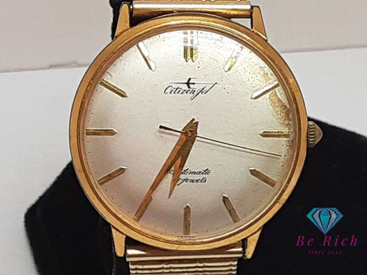 シチズン CITIZEN ジェット メンズ 腕時計 JT158 自動巻き シャンパン ゴールド ブラウン 茶 GP 金張り メッキ レザー ブレス アナログ アンティーク ヴィンテージ ウォッチ Jet 【中古】【送料無料】 ht6346