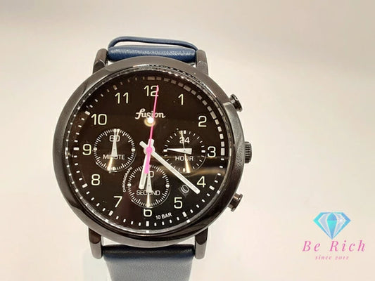 セイコー SEIKO アルバ クロノグラフ メンズ 腕時計 デイト VD53-KGF0 黒 ブラック ネイビー 紺 SS レザー ブレス アナログ クォーツ QZ ウォッチ ALBA  【中古】【送料無料】 ht6348