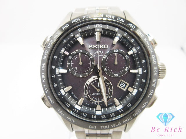 セイコー SEIKO ASTRON アストロン GPS ソーラー クロノグラフ デイト SBXB003 8X82 メンズ 腕時計 黒 ブラック SS チタニウム チタン ブレス アナログ クオーツ QZ ウォッチ  【中古】【送料無料】 ht6434