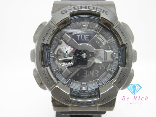 カシオ CASIO G-SHOCK GM-110BB メタル カバード シリーズ メンズ 腕時計 アナデジ 黒 ブラック SS ラバー ブレス ロゴ アナログ デジタル クオーツ QZ ウォッチ ジー ショック  【中古】【送料無料】 ht6536