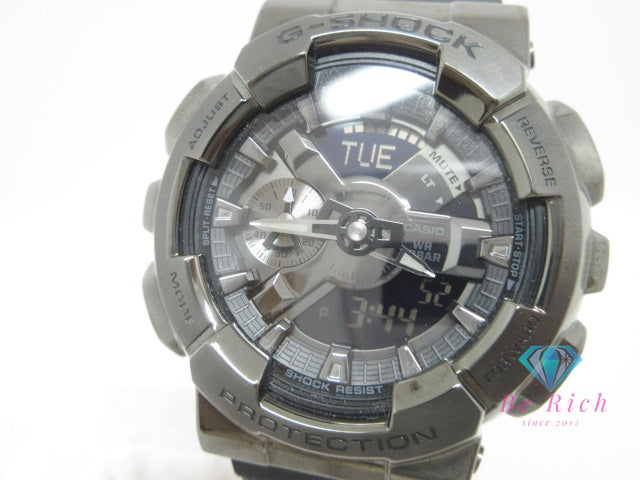 カシオ CASIO G-SHOCK GM-110BB メタル カバード シリーズ メンズ 腕時計 アナデジ 黒 ブラック SS ラバー ブレス ロゴ アナログ デジタル クオーツ QZ ウォッチ ジー ショック  【中古】【送料無料】 ht6536