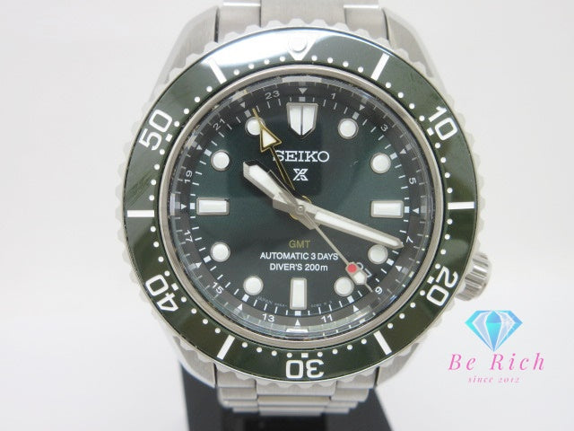 美品 セイコー SEIKO プロスペックス ダイバー スキューバ SBEJ009 6R54-00D0 自動巻き メンズ 腕時計 デイト 緑 グリーン シルバー SS ブレス AT オートマ ウォッチ  【中古】【送料無料】 ht6539