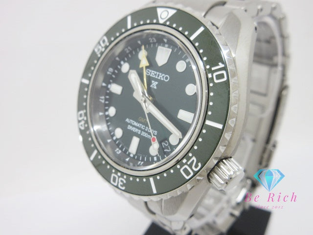 美品 セイコー SEIKO プロスペックス ダイバー スキューバ SBEJ009 6R54-00D0 自動巻き メンズ 腕時計 デイト 緑 グリーン シルバー SS ブレス AT オートマ ウォッチ  【中古】【送料無料】 ht6539