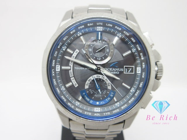 カシオ CASIO オシアナス OCW-T1000 フル メタル 電波 ソーラー クロノグラフ メンズ 腕時計 黒 ブラック チタン ブレス クォーツ QZ ウォッチ チタニウム  【中古】【送料無料】 ht6540