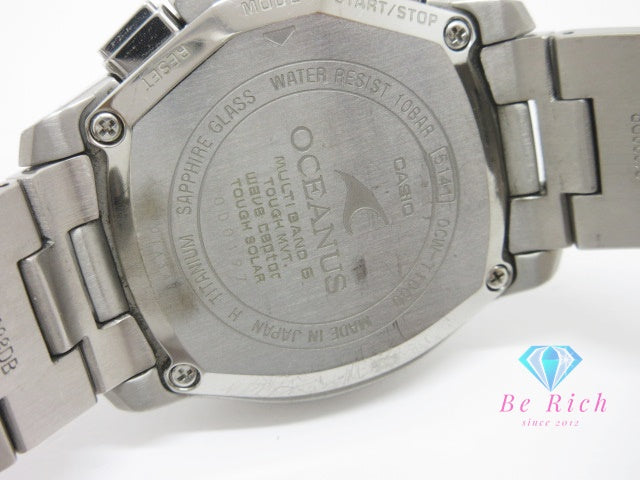 カシオ CASIO オシアナス OCW-T1000 フル メタル 電波 ソーラー クロノグラフ メンズ 腕時計 黒 ブラック チタン ブレス クォーツ QZ ウォッチ チタニウム  【中古】【送料無料】 ht6540