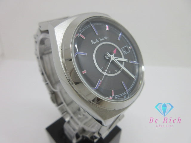 ポールスミス Paul Smith 電波 ソーラー メンズ 腕時計 デイト H416-T020879 黒 ブラック シルバー SS ブレス アナログ クォーツ QZ ウォッチ   【中古】【送料無料】 ht6566