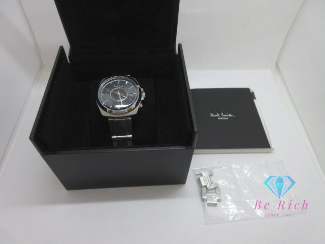 ポールスミス Paul Smith 電波 ソーラー メンズ 腕時計 デイト H416-T020879 黒 ブラック シルバー SS ブレス アナログ クォーツ QZ ウォッチ   【中古】【送料無料】 ht6566