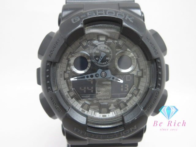 カシオ CASIO G-SHOCK メンズ 腕時計 GA-100CF カモフラージュ ブラック アナ デジ 黒 SS 樹脂 ブレス クォーツ QZ ウォッチ 迷彩  【中古】【送料無料】ht6587