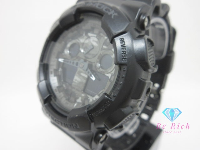 カシオ CASIO G-SHOCK メンズ 腕時計 GA-100CF カモフラージュ ブラック アナ デジ 黒 SS 樹脂 ブレス クォーツ QZ ウォッチ 迷彩  【中古】【送料無料】ht6587