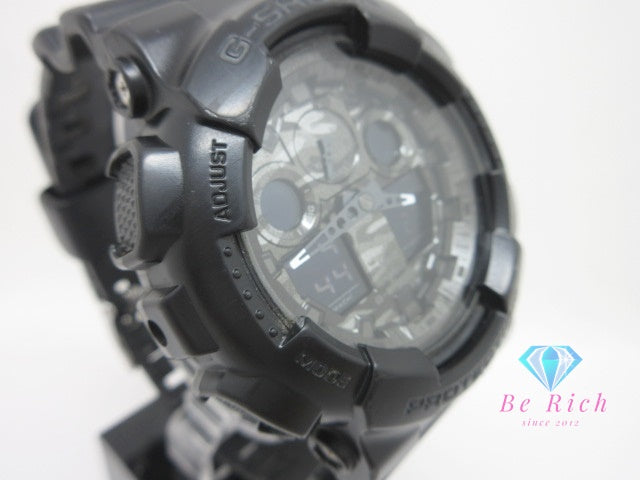 カシオ CASIO G-SHOCK メンズ 腕時計 GA-100CF カモフラージュ ブラック アナ デジ 黒 SS 樹脂 ブレス クォーツ QZ ウォッチ 迷彩  【中古】【送料無料】ht6587