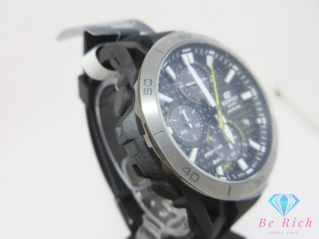 美品 カシオ CASIO エディフィス サスペンション クロノグラフ デイト ソーラー メンズ 腕時計 EFS-S640PB ブラック 黒 カーボン SS 樹脂 ブレス アナログ クォーツ QZ ウォッチ EDEFICE SOSPENSIONE 【中古】【送料無料】 ht6705