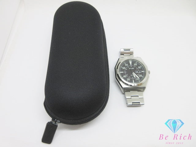 セイコー SEIKO ワイアード ソーラー メンズ 腕時計 デイデイト V158-0AP0 黒 ブラック シルバー SS ブレス アナログ クォーツ QZ ウォッチ WIRED 【中古】【送料無料】 ht6772