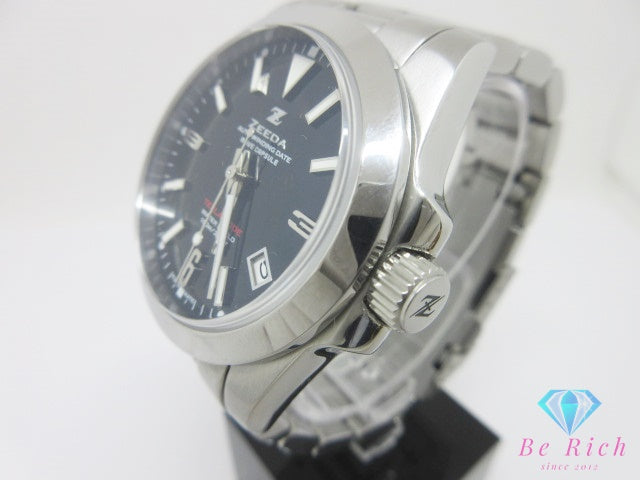 ジーダ ZEEDA テスラコード 24石 自動巻き メンズ 腕時計 デイト NH35A 黒 ピアノ ブラック シルバー SS ブレス アナログ AT オートマ ウォッチ TMI ( SEIKO ) 社製 TESLA-CODE  【中古】【送料無料】 ht6773