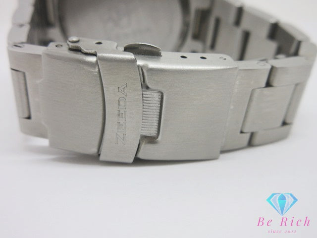 ジーダ ZEEDA テスラコード 24石 自動巻き メンズ 腕時計 デイト NH35A 黒 ピアノ ブラック シルバー SS ブレス アナログ AT オートマ ウォッチ TMI ( SEIKO ) 社製 TESLA-CODE  【中古】【送料無料】 ht6773