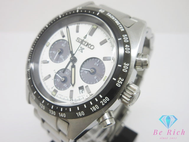 美品 セイコー SEIKO プロスペックス スピードタイマー デイト SBDL085 V192-0AF0 ソーラー メンズ 腕時計 白 ホワイト シルバー SS ブレス アナログ クォーツ QZ ウォッチ PROSPEX SPEEDTIMER 【中古】【送料無料】 ht6775