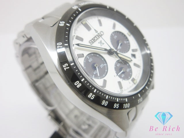 美品 セイコー SEIKO プロスペックス スピードタイマー デイト SBDL085 V192-0AF0 ソーラー メンズ 腕時計 白 ホワイト シルバー SS ブレス アナログ クォーツ QZ ウォッチ PROSPEX SPEEDTIMER 【中古】【送料無料】 ht6775