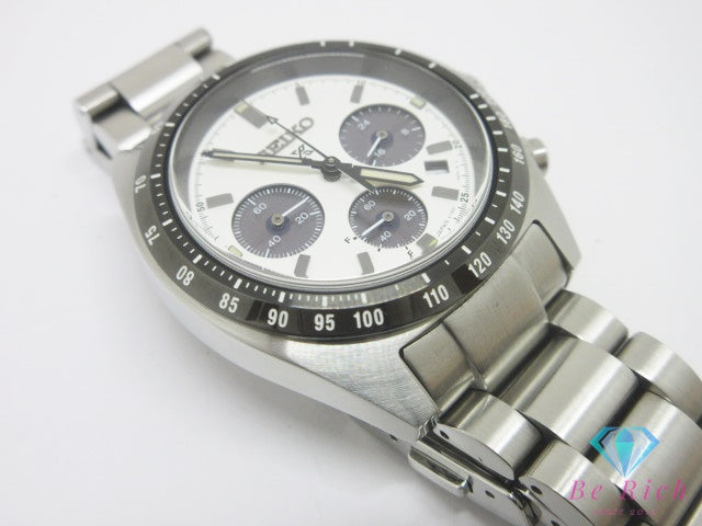 美品 セイコー SEIKO プロスペックス スピードタイマー デイト SBDL085 V192-0AF0 ソーラー メンズ 腕時計 白 ホワイト シルバー SS ブレス アナログ クォーツ QZ ウォッチ PROSPEX SPEEDTIMER 【中古】【送料無料】 ht6775