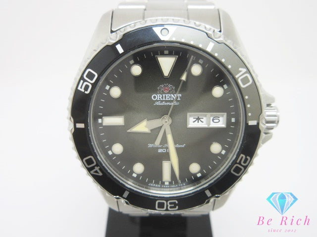 オリエント ORIENT スポーツ ダイバー デイデイト 自動巻き メンズ 腕時計 E692-UAV0 黒 ブラック シルバー SS ブレス ロゴ アナログ オートマ AT ウォッチ シースルーバック 裏スケルトン   【中古】【送料無料】 ht6777