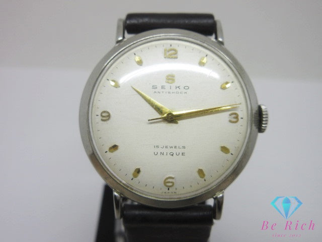 セイコー SEIKO UNIQUE ユニーク 15石 手巻き メンズ 腕時計 14024 蛇S  SS レザー ブレス アナログ ウォッチ アンティーク ヴィンテージ アンチショック  【中古】【送料無料】 ht6886