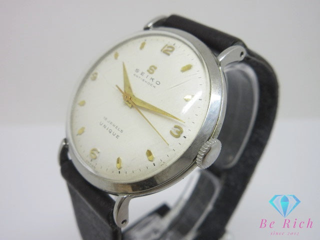 セイコー SEIKO UNIQUE ユニーク 15石 手巻き メンズ 腕時計 14024 蛇S  SS レザー ブレス アナログ ウォッチ アンティーク ヴィンテージ アンチショック  【中古】【送料無料】 ht6886