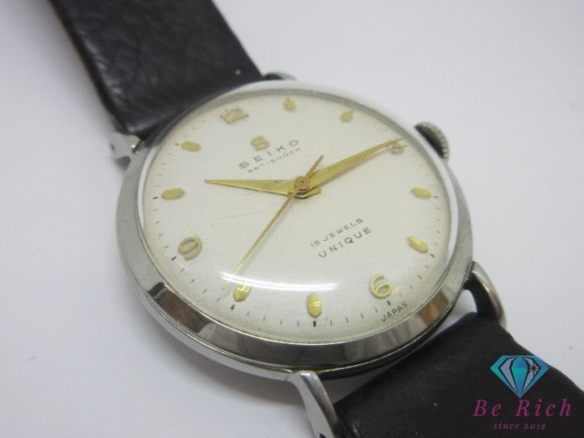セイコー SEIKO UNIQUE ユニーク 15石 手巻き メンズ 腕時計 14024 蛇S  SS レザー ブレス アナログ ウォッチ アンティーク ヴィンテージ アンチショック  【中古】【送料無料】 ht6886