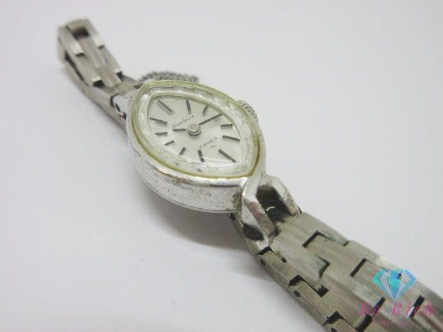 セイコー SEIKO ソーラー 21石 手巻き レディース 腕時計 10-7001 アーモンド型  シルバー SS ブレス アナログ カット ガラス ティアドロップ 雫 ウォッチ SOLAR 【中古】【送料無料】 ht6934