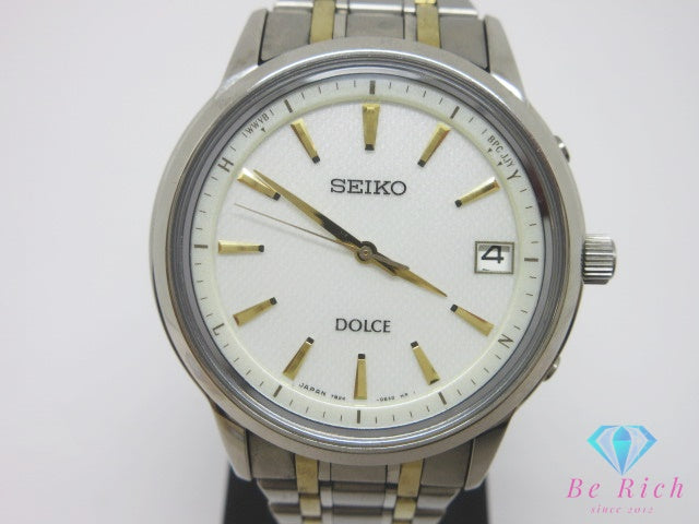 セイコー SEIKO Dolce ドルチェ ソーラー 電波 メンズ 腕時計 デイト 7B24-0BC0 シルバー チタニウム チタン ブレス アナログ クォーツ QZ ウォッチ  【中古】【送料無料】 ht6948