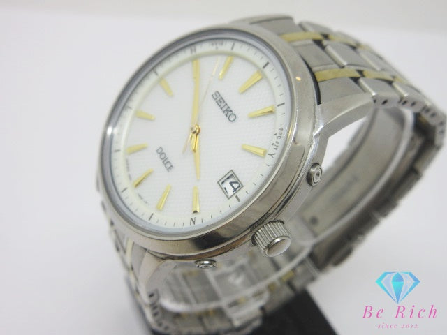 セイコー SEIKO Dolce ドルチェ ソーラー 電波 メンズ 腕時計 デイト 7B24-0BC0 シルバー チタニウム チタン ブレス アナログ クォーツ QZ ウォッチ  【中古】【送料無料】 ht6948